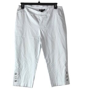 Zac & Rachel White‎ Capri Pants Women's XL Cropped Grommet Detail Wide Waistband
